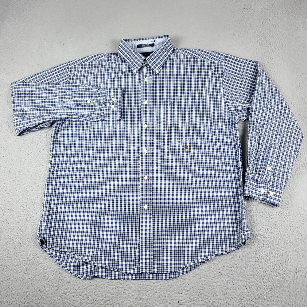 Tommy Hilfiger Shirt Mens XL Blue Plaid Casual Button Up Long Sleeve - Picture 3 of 7